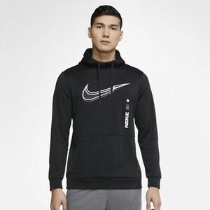 Nike Mens Therma-FIT Pullover Hoodie Sweatshirt Training Activewear‎ Black Large